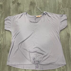 EVRI Purple Short Sleeve Tie Front T-Shirt